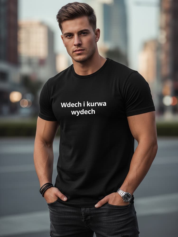 Pánske čierne bavlnené tričko s humornou potlačou Dstreet NX0111R 1
