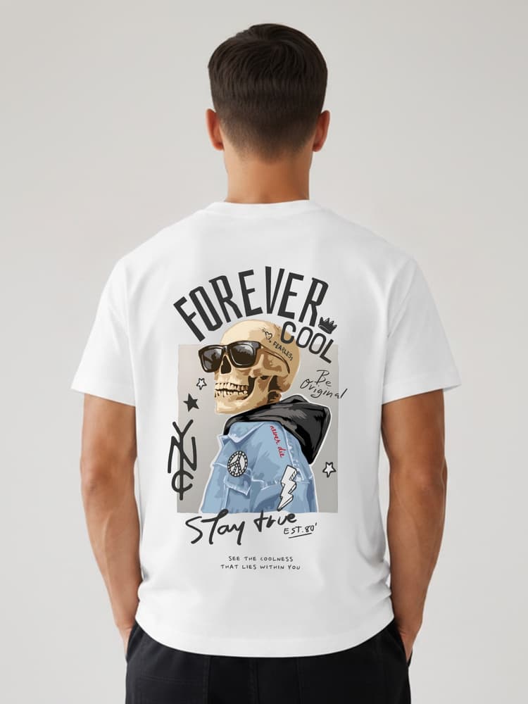 Pánske čierne bavlnené oversize tričko s nápisom Forever Cool NX4010R 1