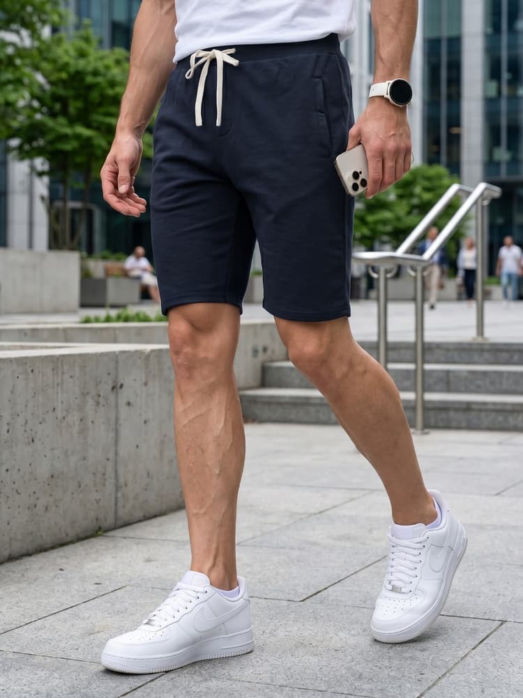 Pánske tmavomodré teplákové kraťasy Dstreet SX2626