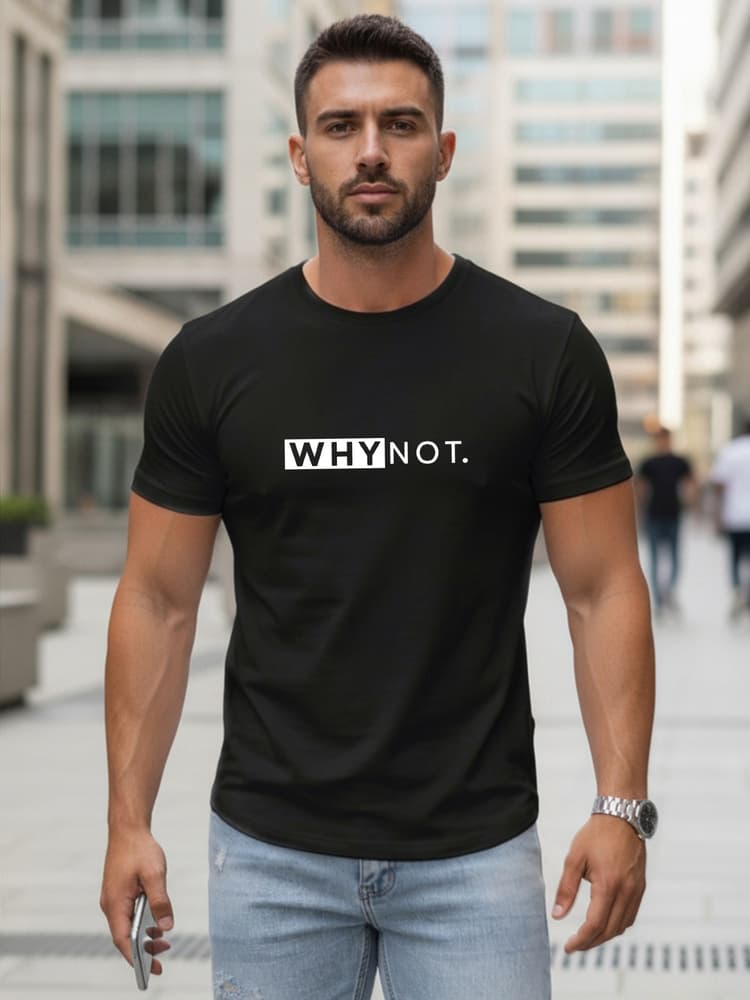 Pánske čierne bavlnené tričko so streetwear potlačou NX5122R