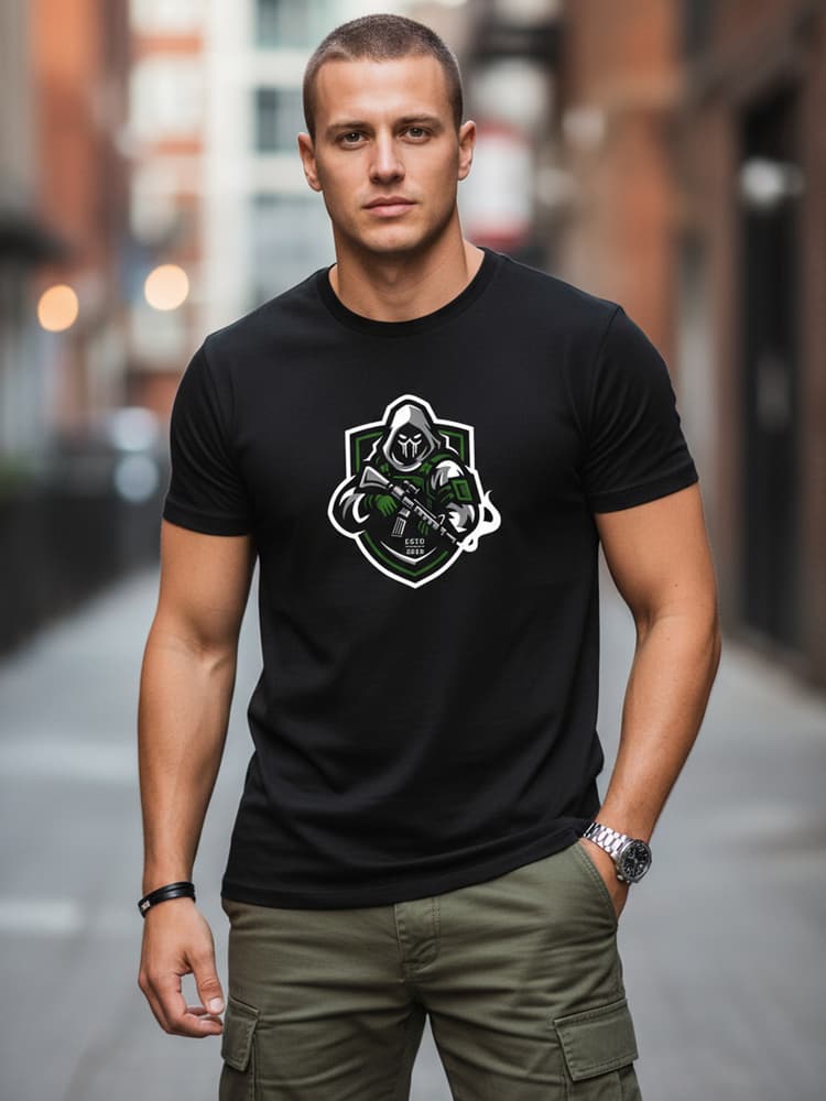 Pánske čierne streetwear tričko s potlačou Dstreet NX088R 1
