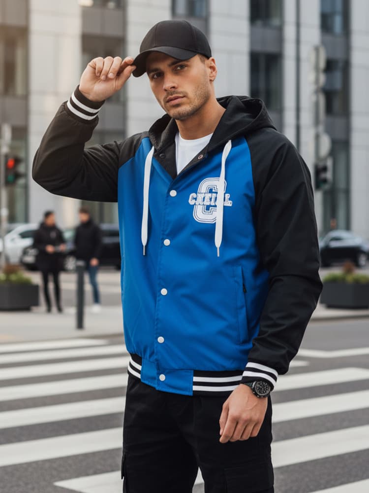 Pánska bomber bunda s kapucňou modrá Dstreet TX5023 1