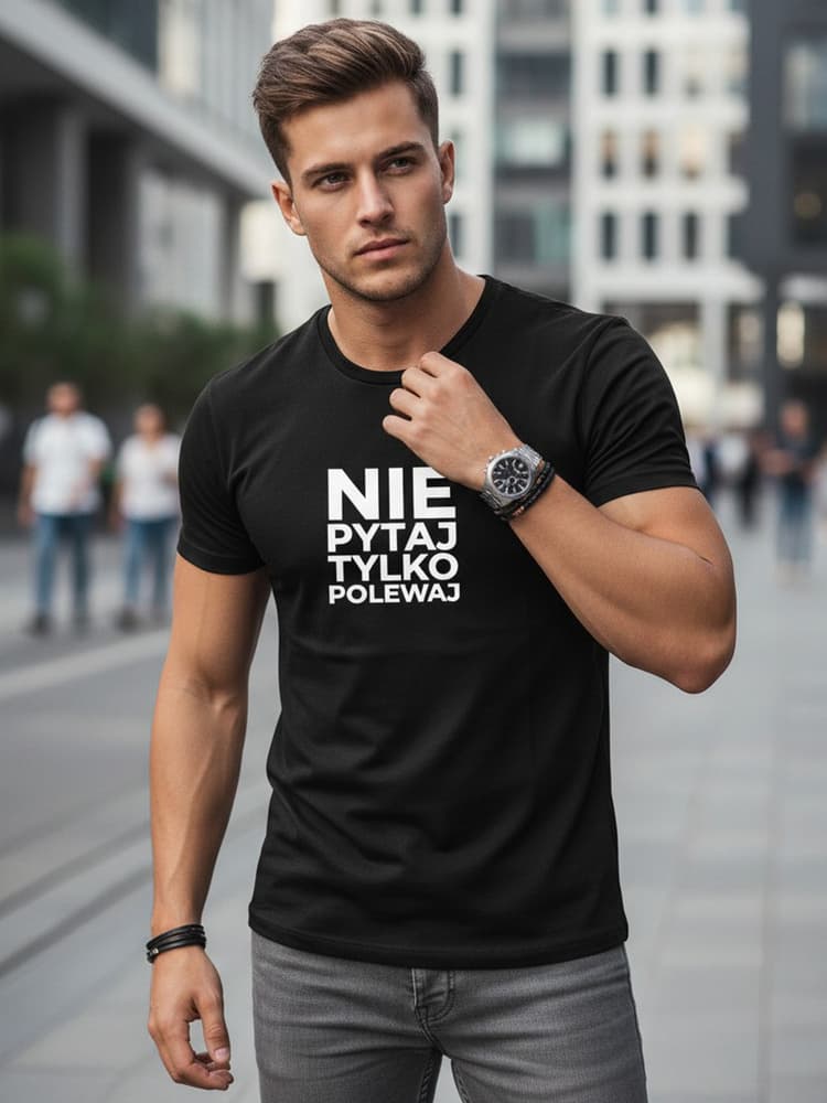 Pánske čierne bavlnené tričko s vtipným nápisom NX0113R 1