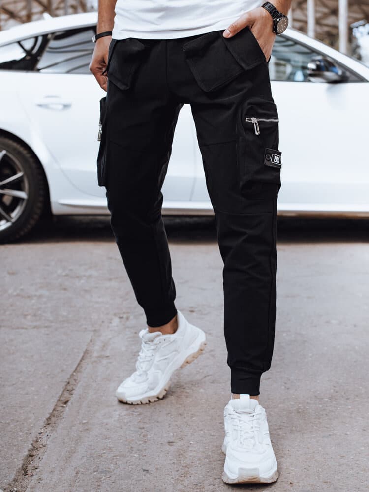Pánske čierne cargo nohavice Dstreet UX4299 1