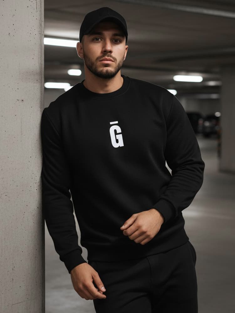 Pánska čierna mikina s potlačou BX5930