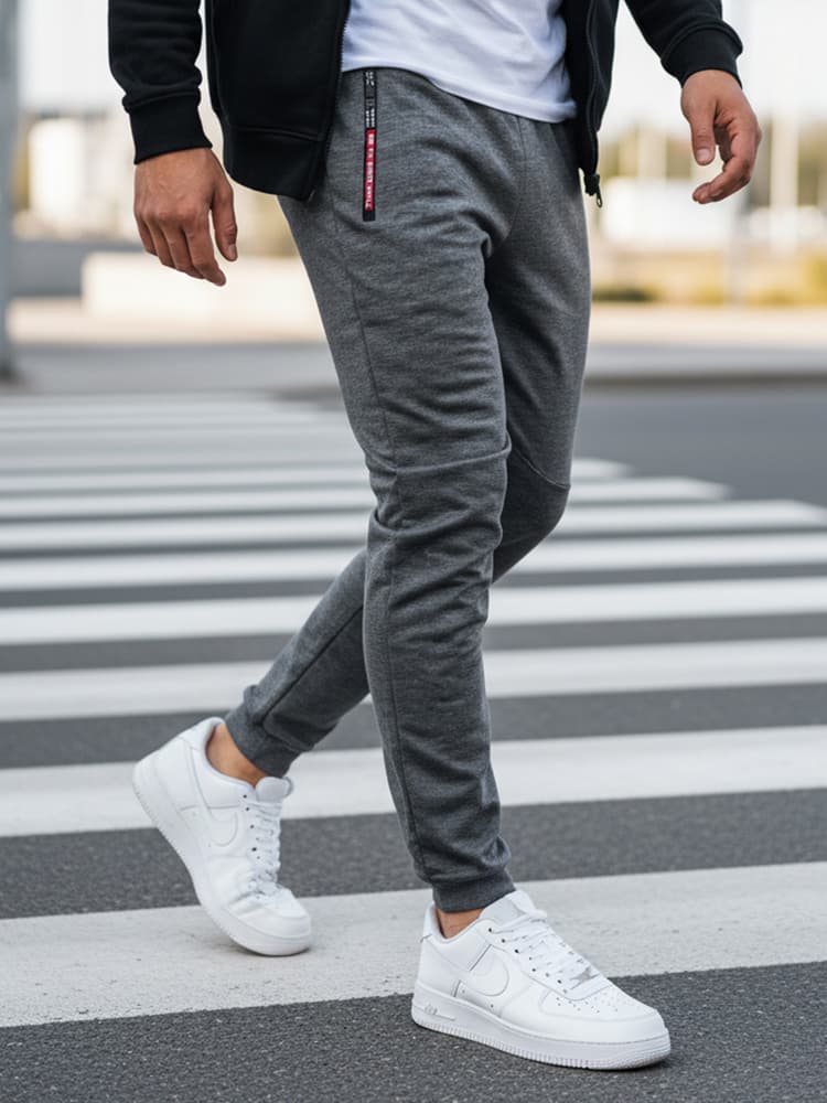 Pánske svetlošedé tepláky Dstreet UX4281 1