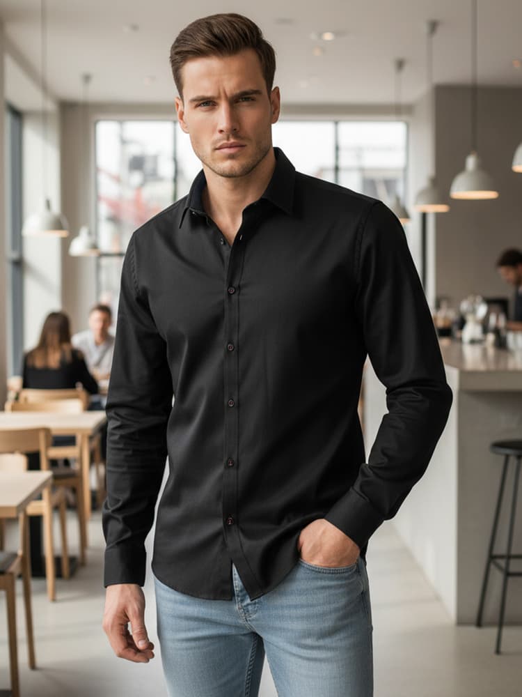 Pánska čierna košeľa Dstreet DX2596 1