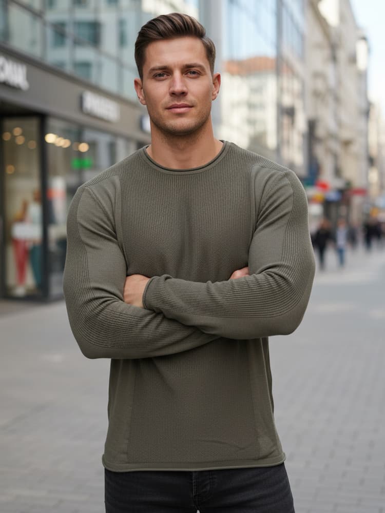 Pánsky khaki sveter WX2310z 1