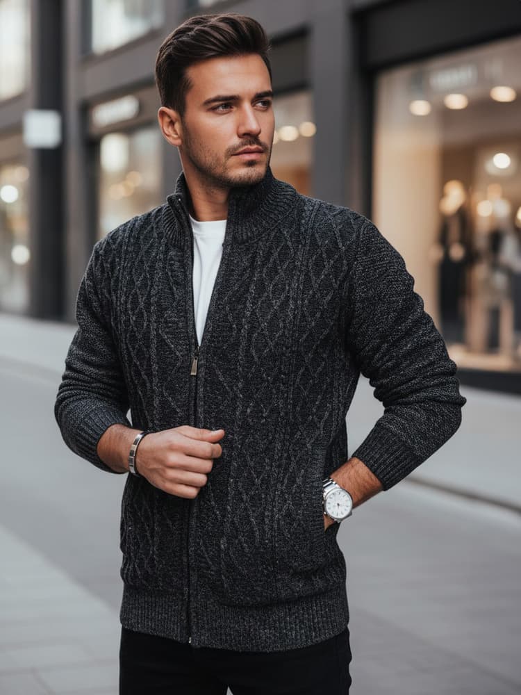 Pánsky tmavosivý sveter Dstreet WX2252z