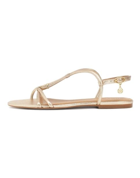 Comfortable gold sandals with metal embellishment 1