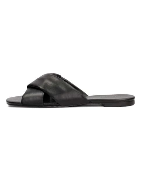 Leather black slides with soft straps 1