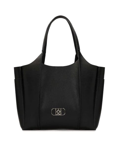 Large black handbag with silver hardware 1
