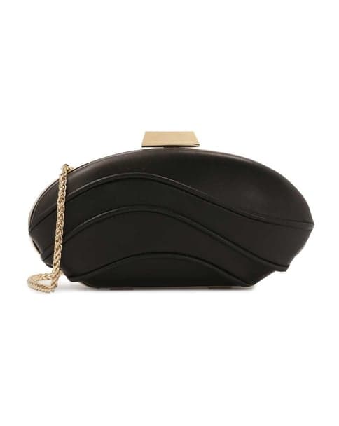 Chic black ellipse-shaped clutch bag 1