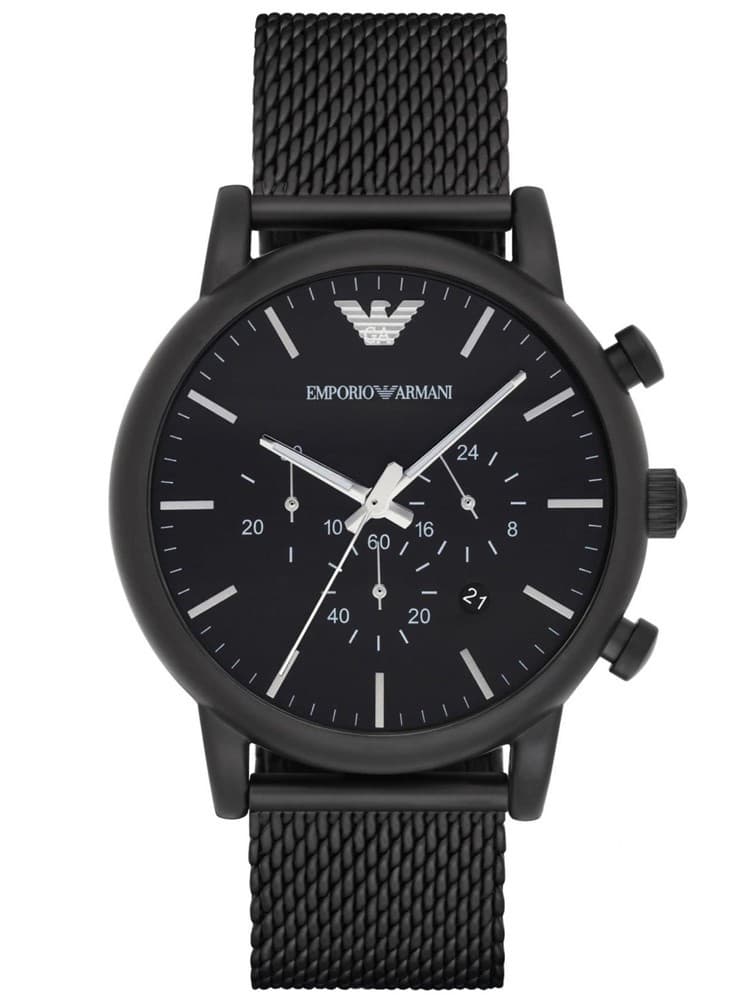 Pánske hodinky Emporio Armani AR1968 Luigi strieborné s čiernym ciferníkom a boxom 1