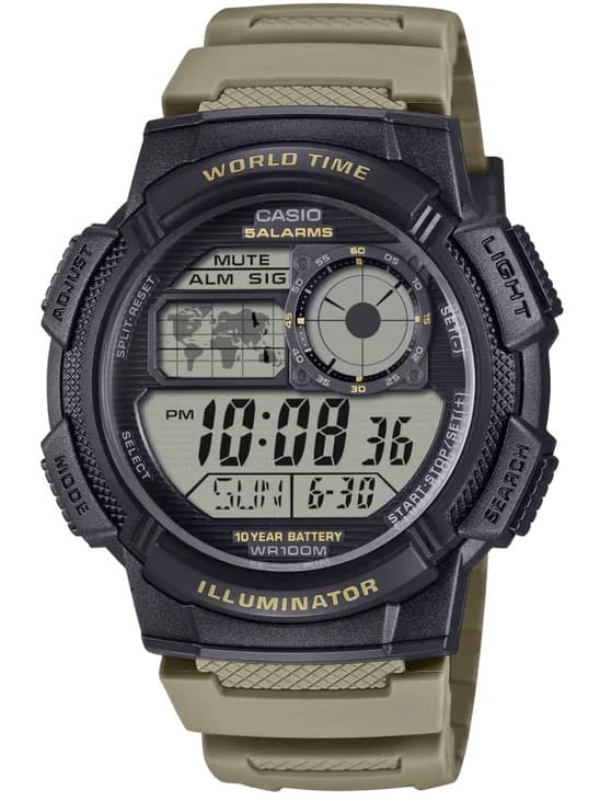 Pánske digitálne hodinky Casio AE-1000W-5AVEF béžové