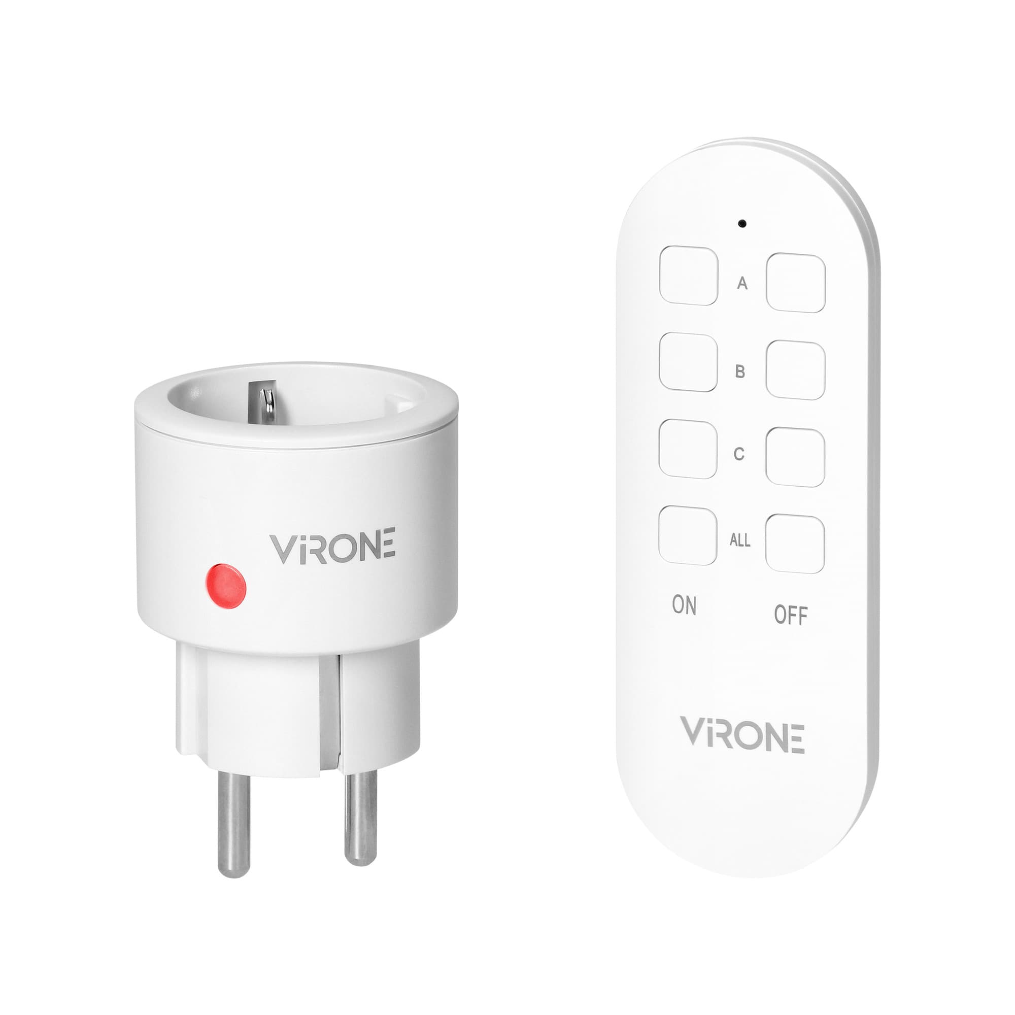 MINI wireless socket with remote control, Schuko, 1+1, 2300W 1