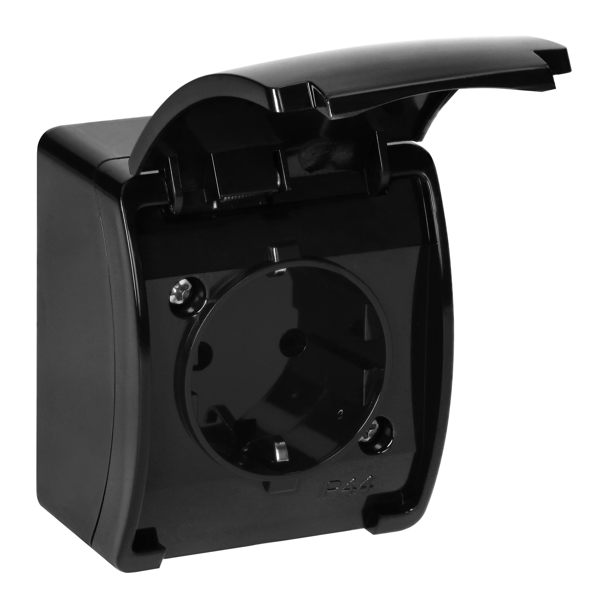 Single socket 2P+E Schuko AQUATIC IP44 black 1