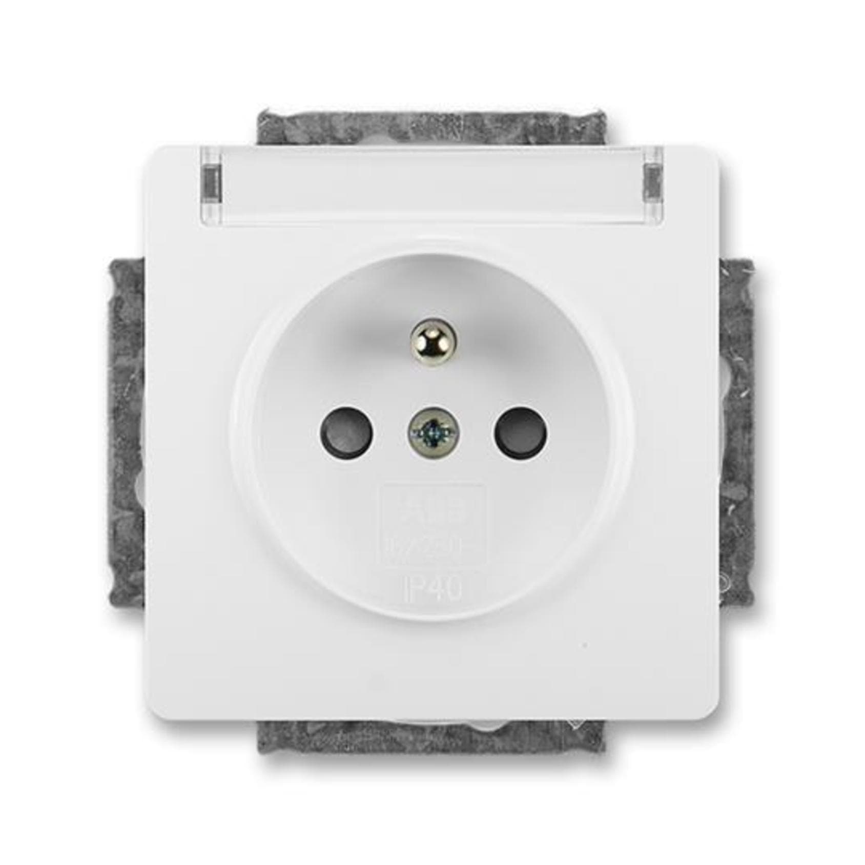 Zásuvka 2P+T/16A/250V clonky popis.p. (SS) IP40 biela Swing-L (ABB) 1
