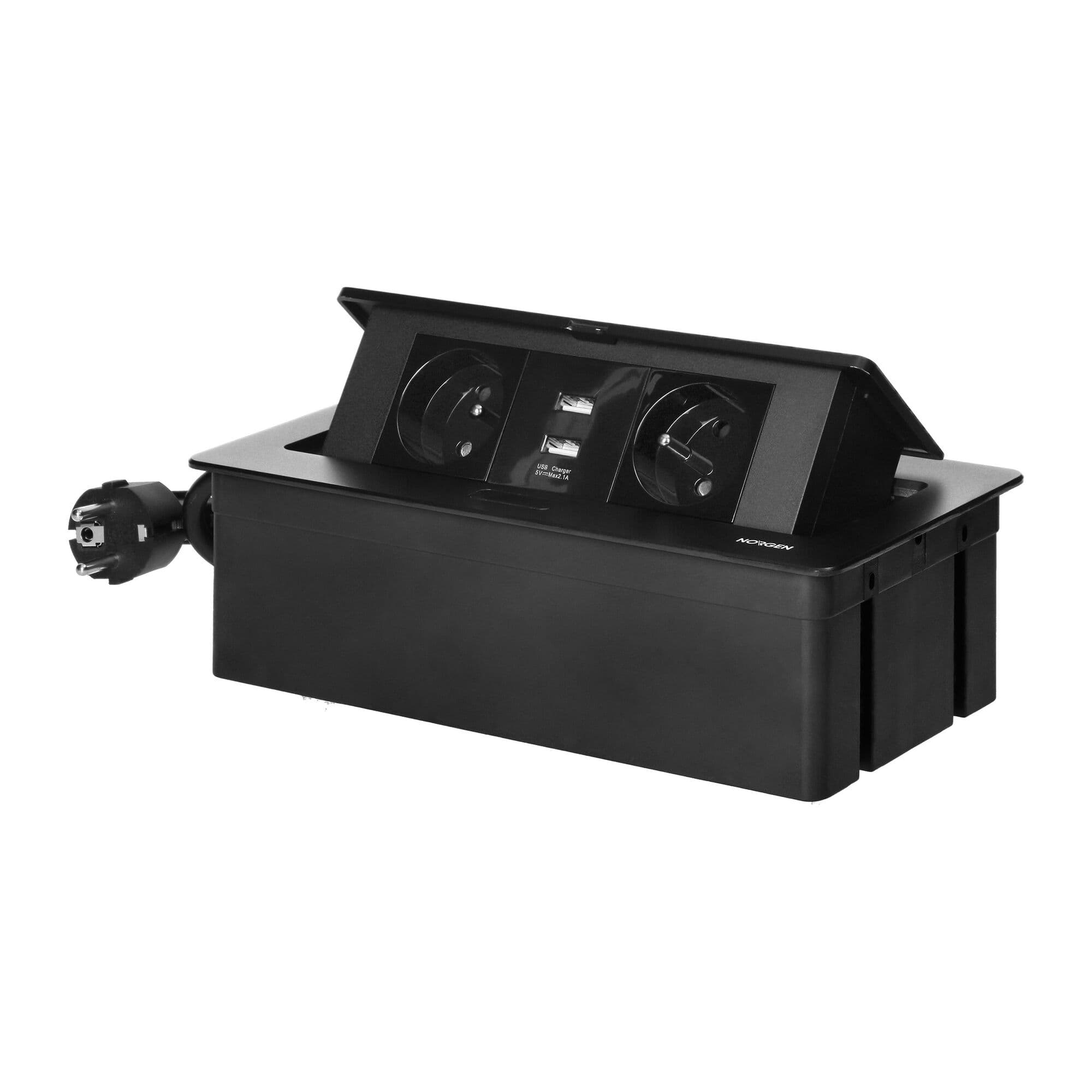 Nábytková zásuvka REDE, 2x2P+E, 2xUSB, 1,5m, čierna (ORNO) 1