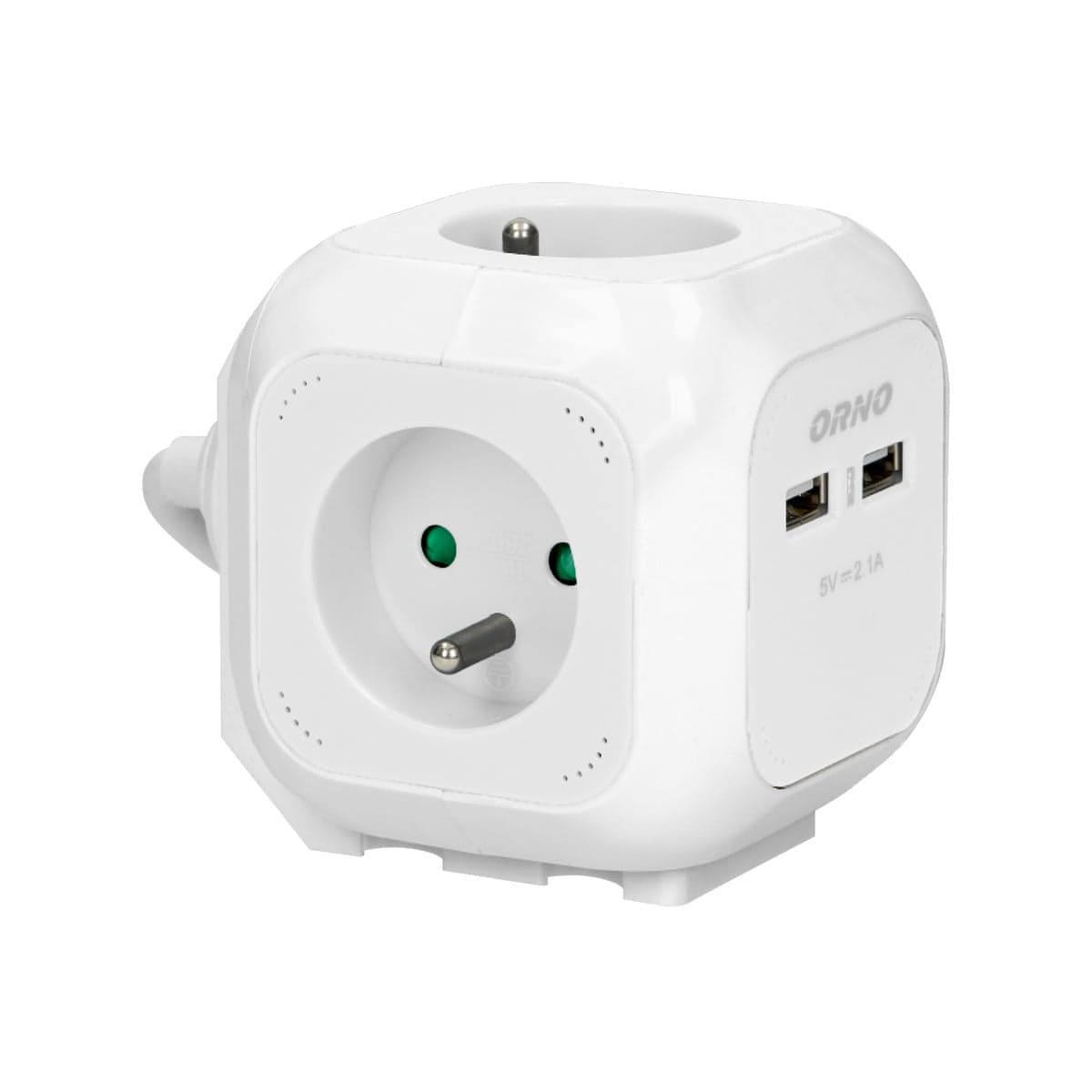 Predlžovací kábel kocka 4-násobný + 2xUSB 1,4m biely (ORNO) 1