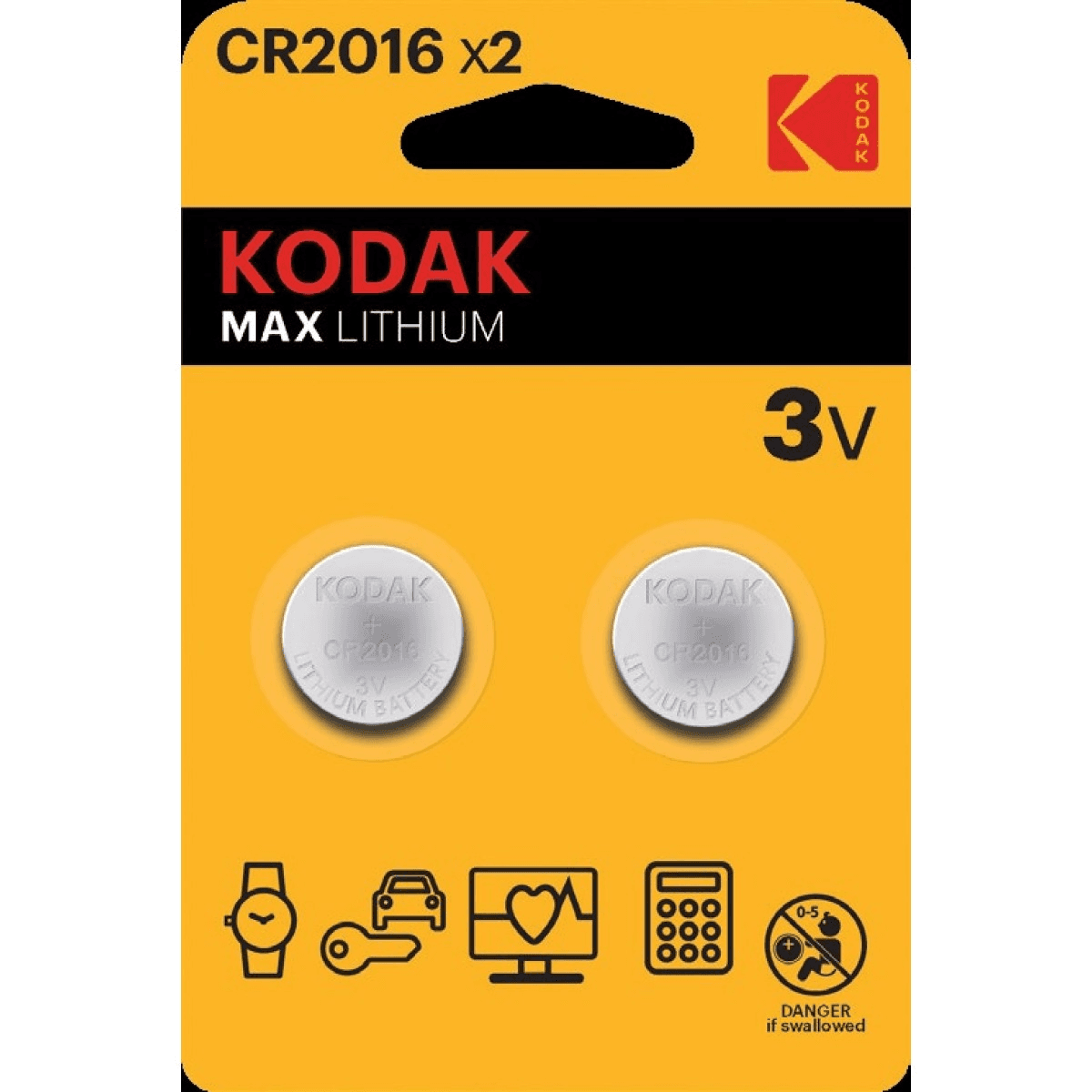 Kodak Max lithium CR2016 batteries, 2 pcs. 1