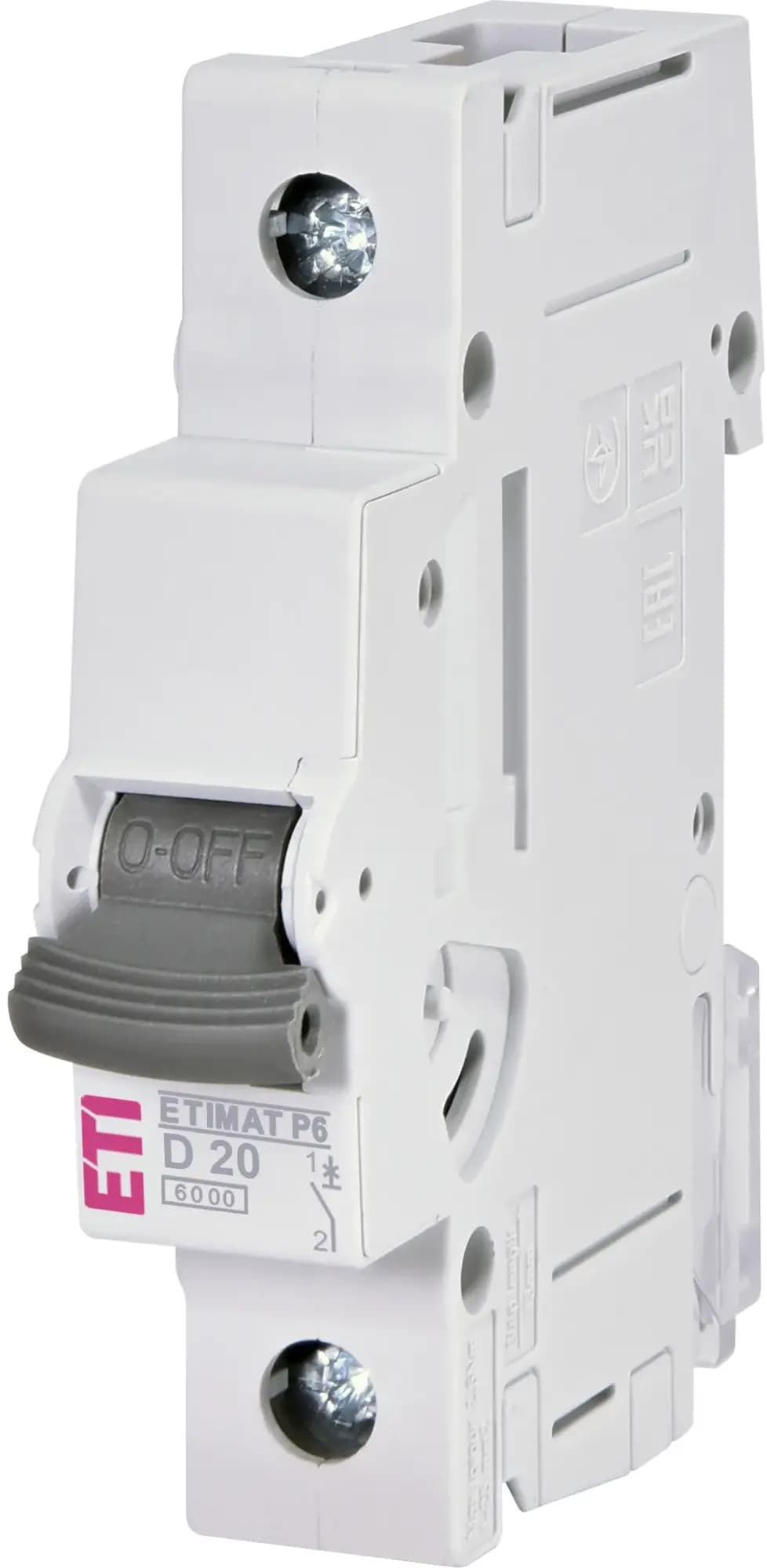 Istič ETIMAT P6 1p D20, 1p, char. D, Icn = 6kA, In = 20A, Un = 230/400 AC 1