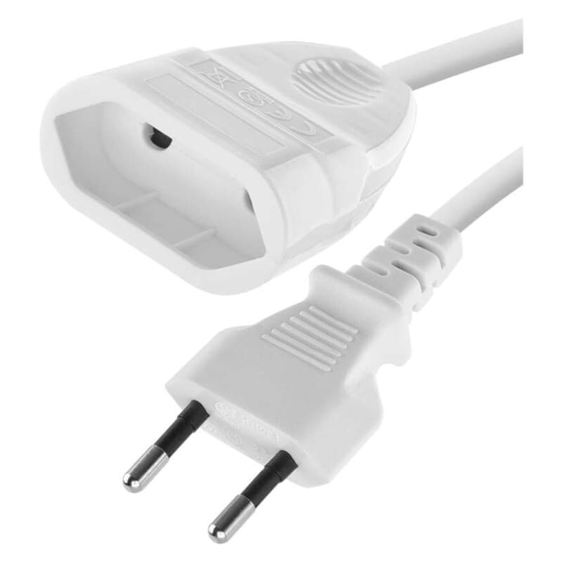 Dvojžilový pohyblivý prívod 5 m / 1 zásuvka / biely / PVC / 0,75 mm2 1