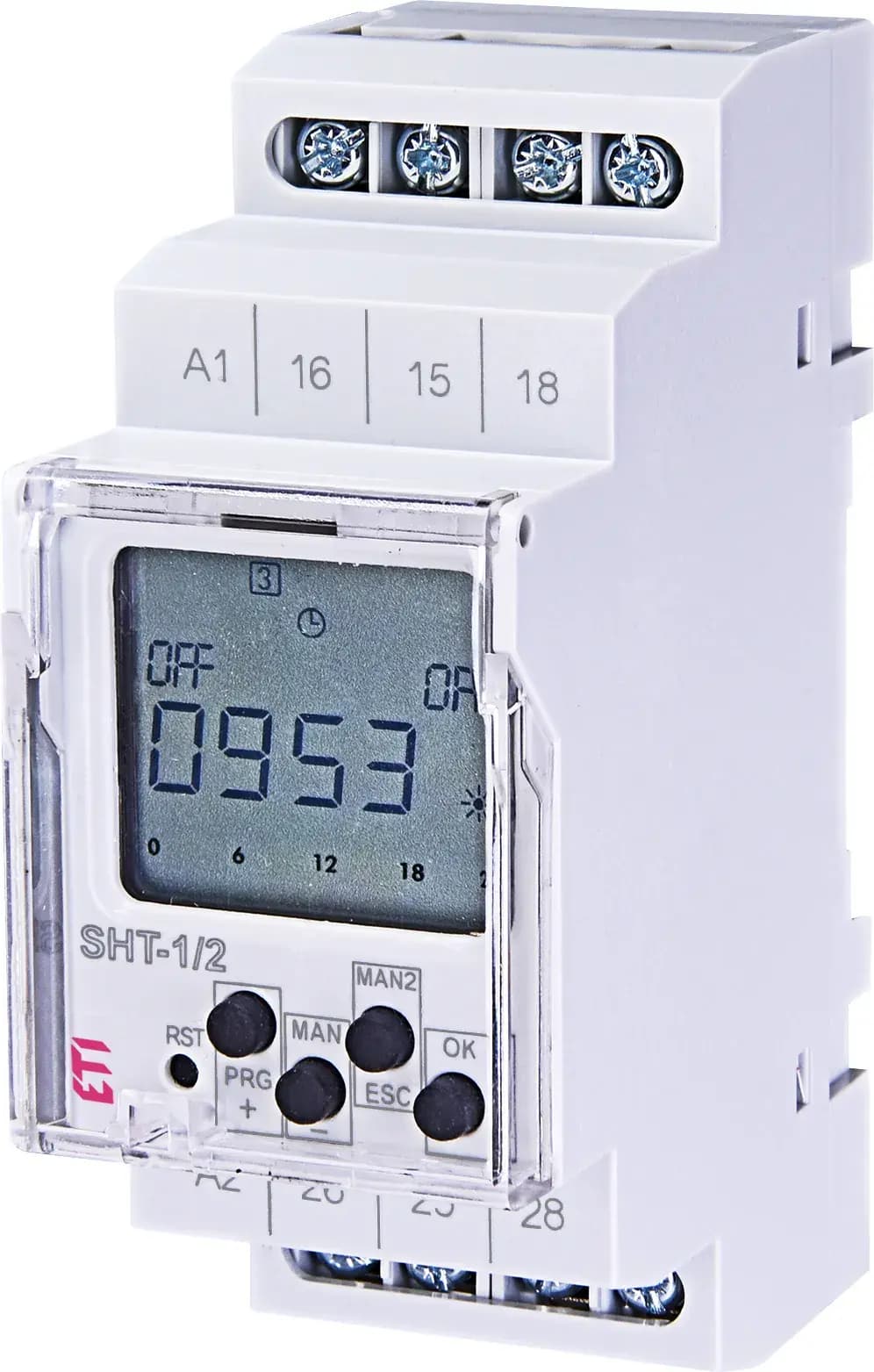 Digitálny časový spínač (relé) na DIN SHT-1/2 230V AC/DC 2CO (ETI) 1