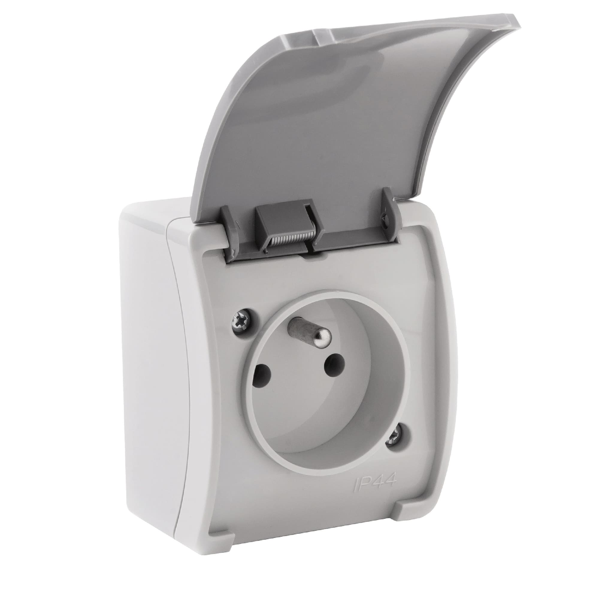 Single socket 2P+E AQUATIC IP44 grey-graphite, 10 pcs 1