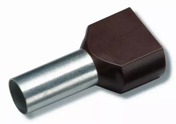 Izolovaná dvojitá dutinka Cu 2 x 10/14 mm, hnědá (100 ks) 1