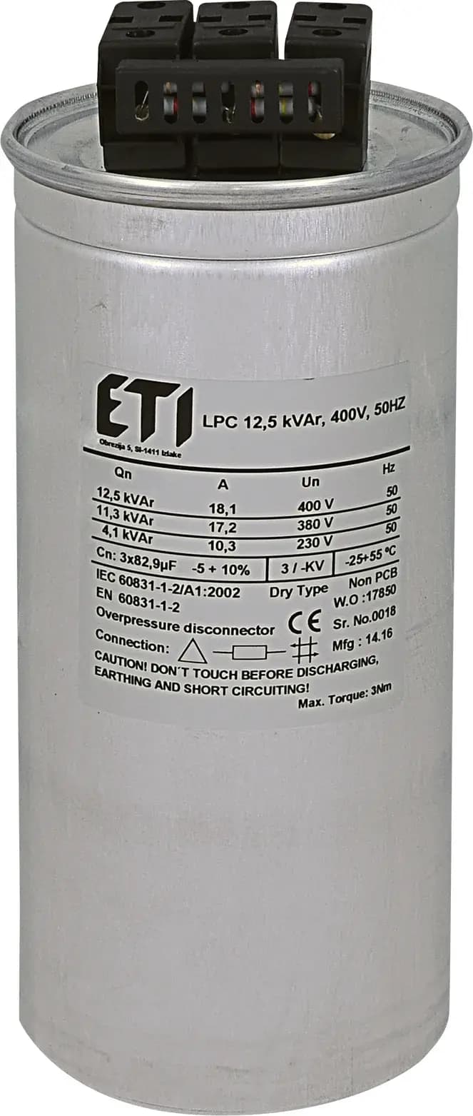 Kompenzačný kondenzátor LPC 12,5 kVAr, 400V, 50HZ (ETI) 1