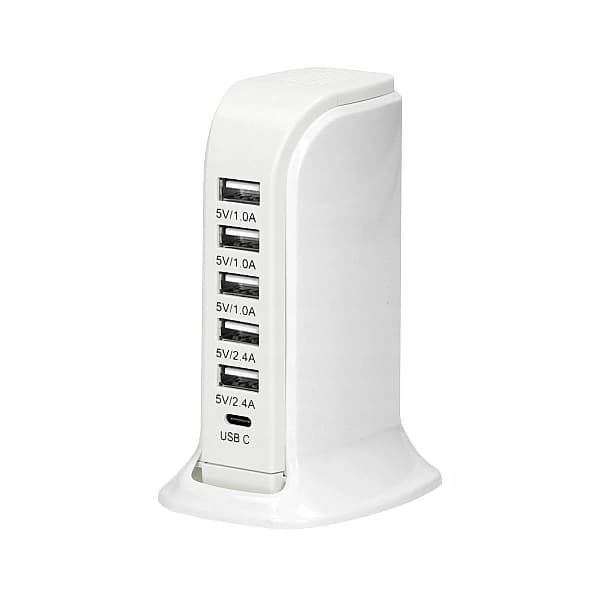 Univerzálna stolná nabíjacia stanica USB 5 x USB A, 1 x USB C; 5V DC / 6A 1