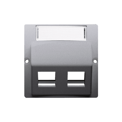 Kryt zásuvky tel/dát. 2xRJ12/RJ45 šikmá nerez metal. SIMON Basic (simon) 1