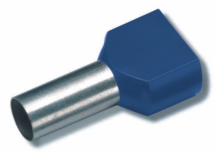 Izolovaná dvojitá dutinka Cu 2 x 0,75/8 mm, modrá (100 ks) 1