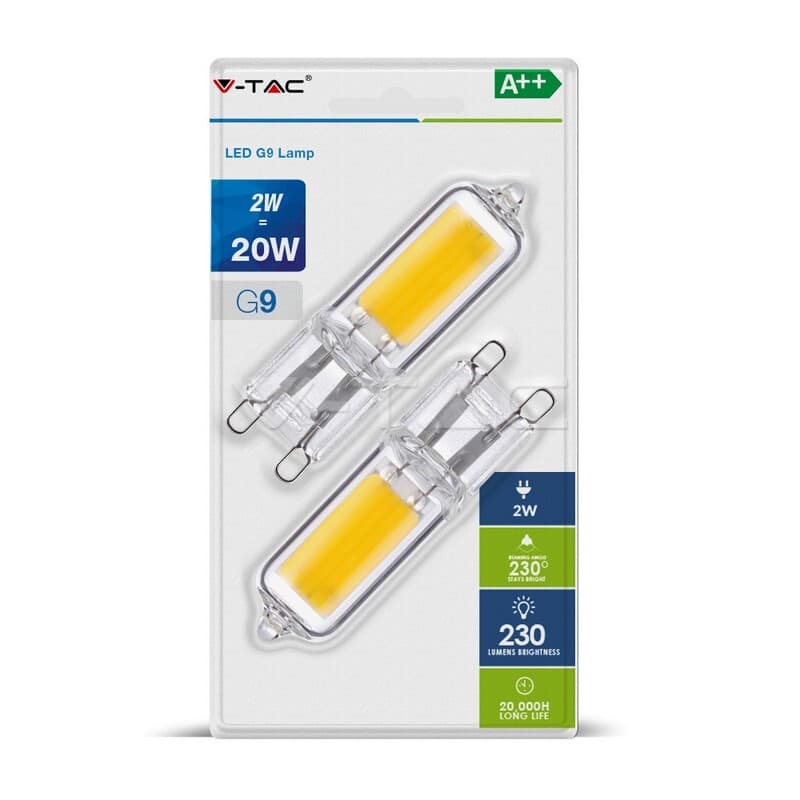 Žiarovka LED G9 2W, 2700K, 230lm, 2-balenie, VT-2102 (V-TAC) 1