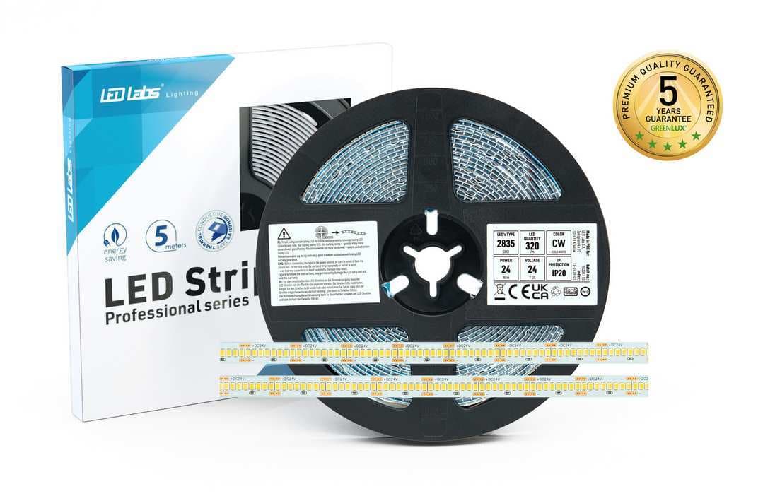 LED STRIP 320LED/24W/m IP20 CW Ra90 24V 5m (*5m=1pcs) 3115 lm/m - LED pásek 1