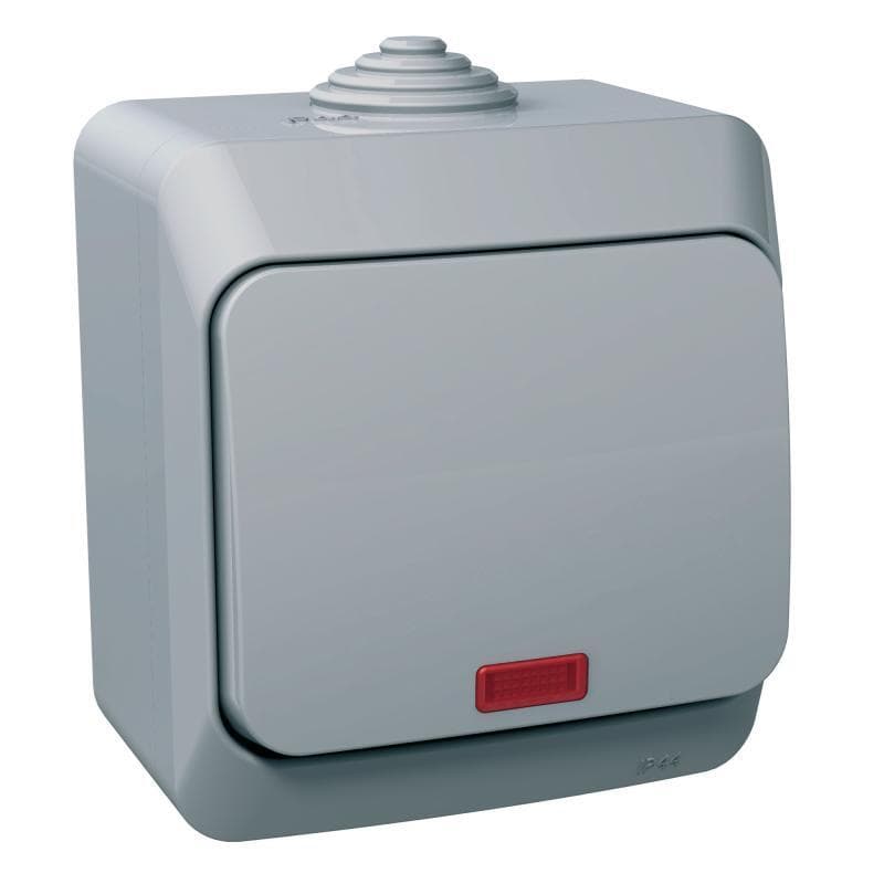 Prepínac striedavý (6So) 16AX/250V (SS) IP44 sivá Cedar Plus (Schneider) 1