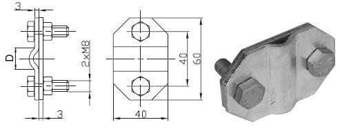 Svorka uzemňovacia D=8-10mm, Fe-Zn (SR03EA2) (ZIN) 1