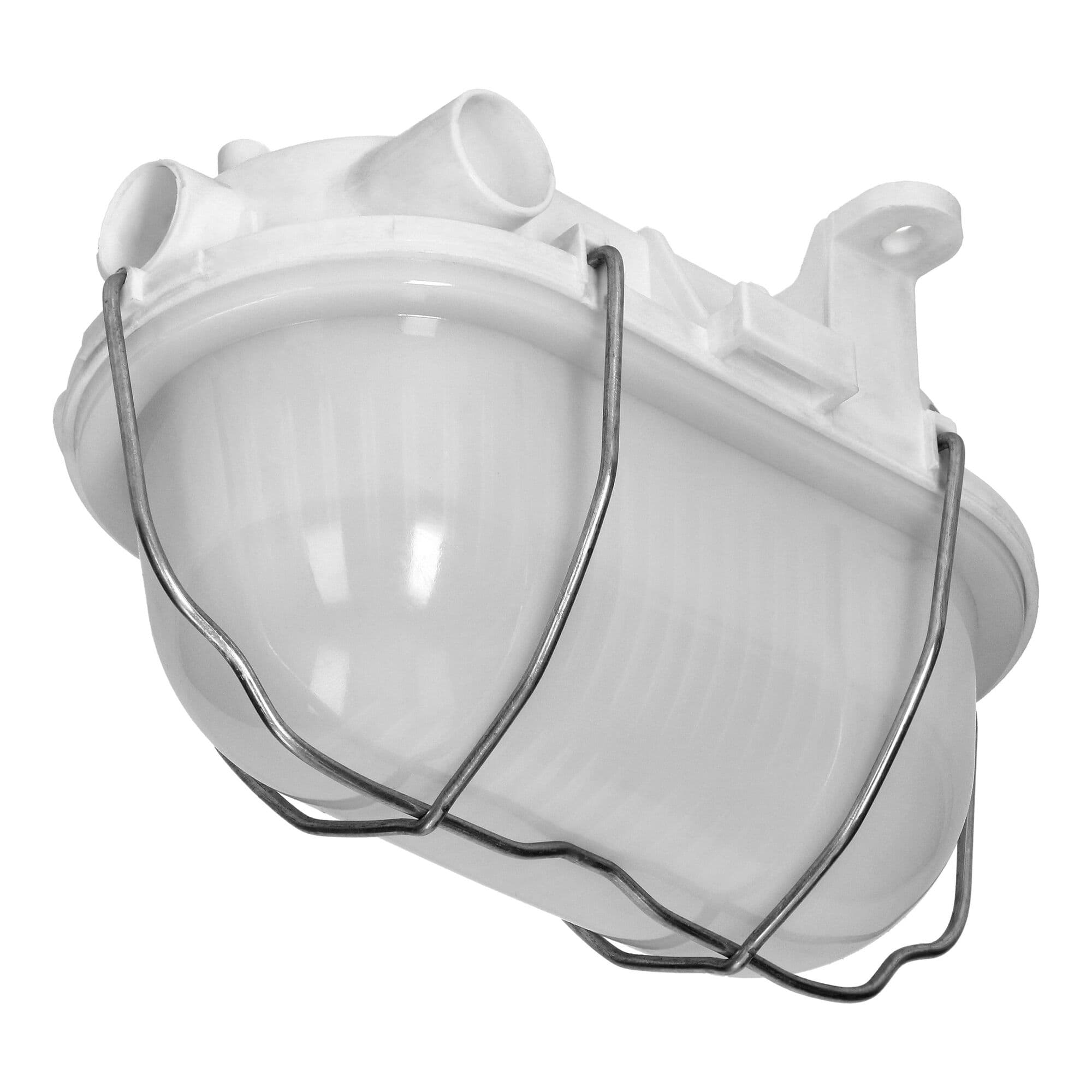 Svietidlo OVAL 7040T/R, 40W, E27, IP44, IK10, matné PC, kovový kryt, PP objímka, biele 1