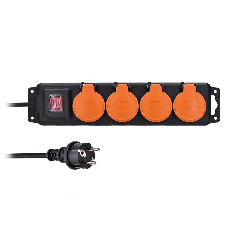 Kábel predlžovací 10m 4x zás., H05RR-F 3x1mm IP44 vypínač (SOLIGHT) 1