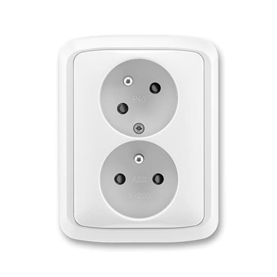 Dvojzásuvka 2P+T/16A/250V clonky (45°) (PS) IP40 biela Tango (ABB) 1