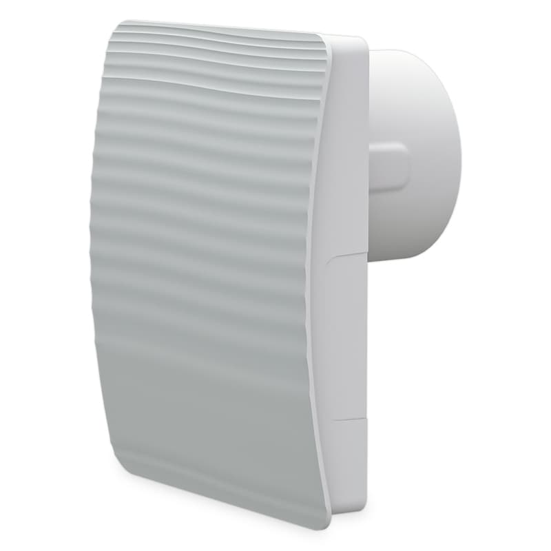 Domový ventilátor so žalúziou, dobehom, hygrostatom a guľ. ložiskom, o100mm, 90/60m3/h, 23 1