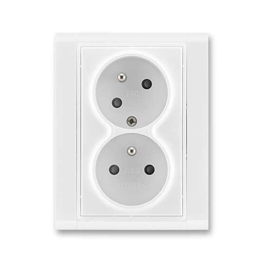 Dvojzásuvka 2P+T/16A/250V clonky (45°) (PS) IP40 biela/biela Time (ABB) 1