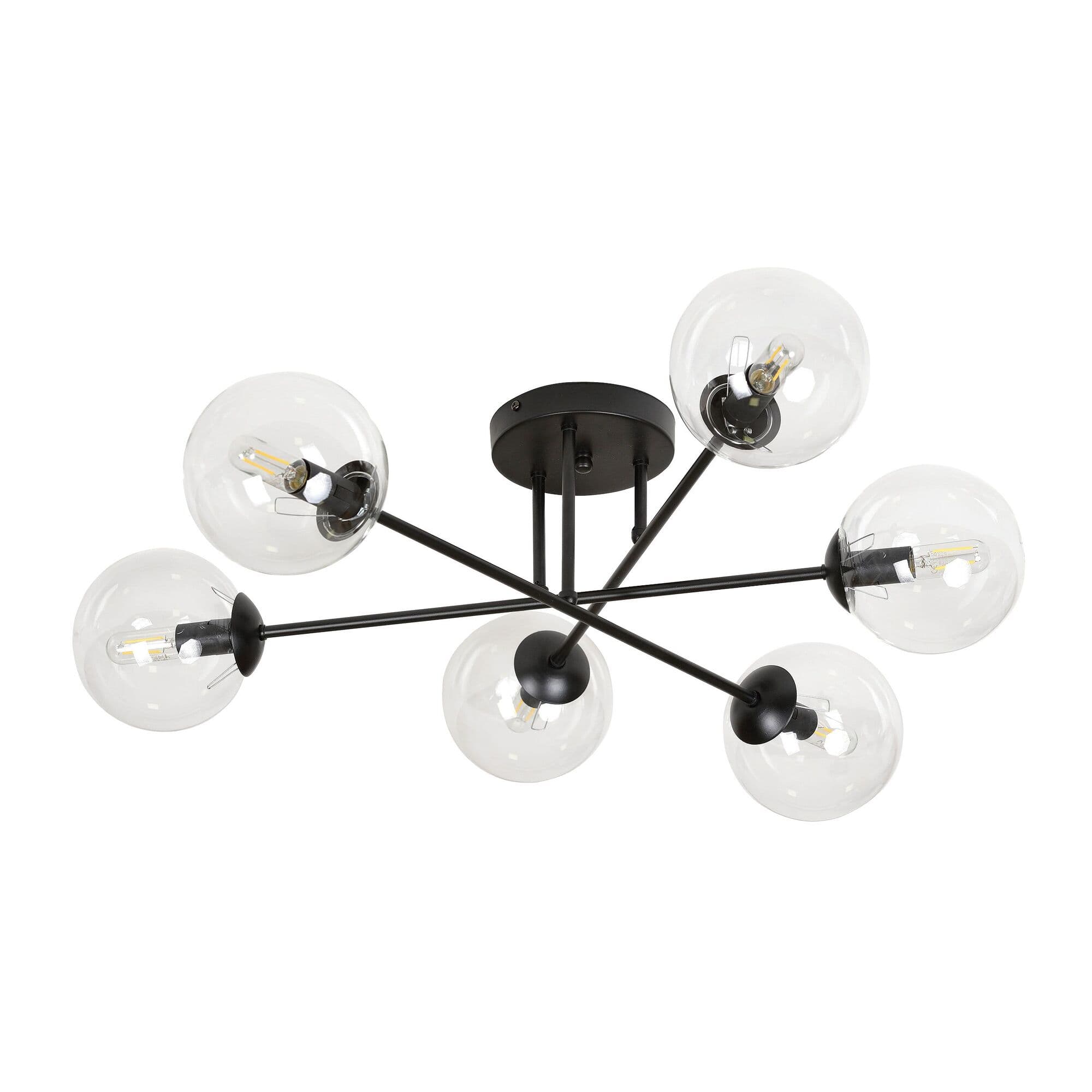 Závesné svietidlo BARI, AD-LD-6330B-TRE14SP, 6x40W, E14, čierna/číra (ORNO) 1