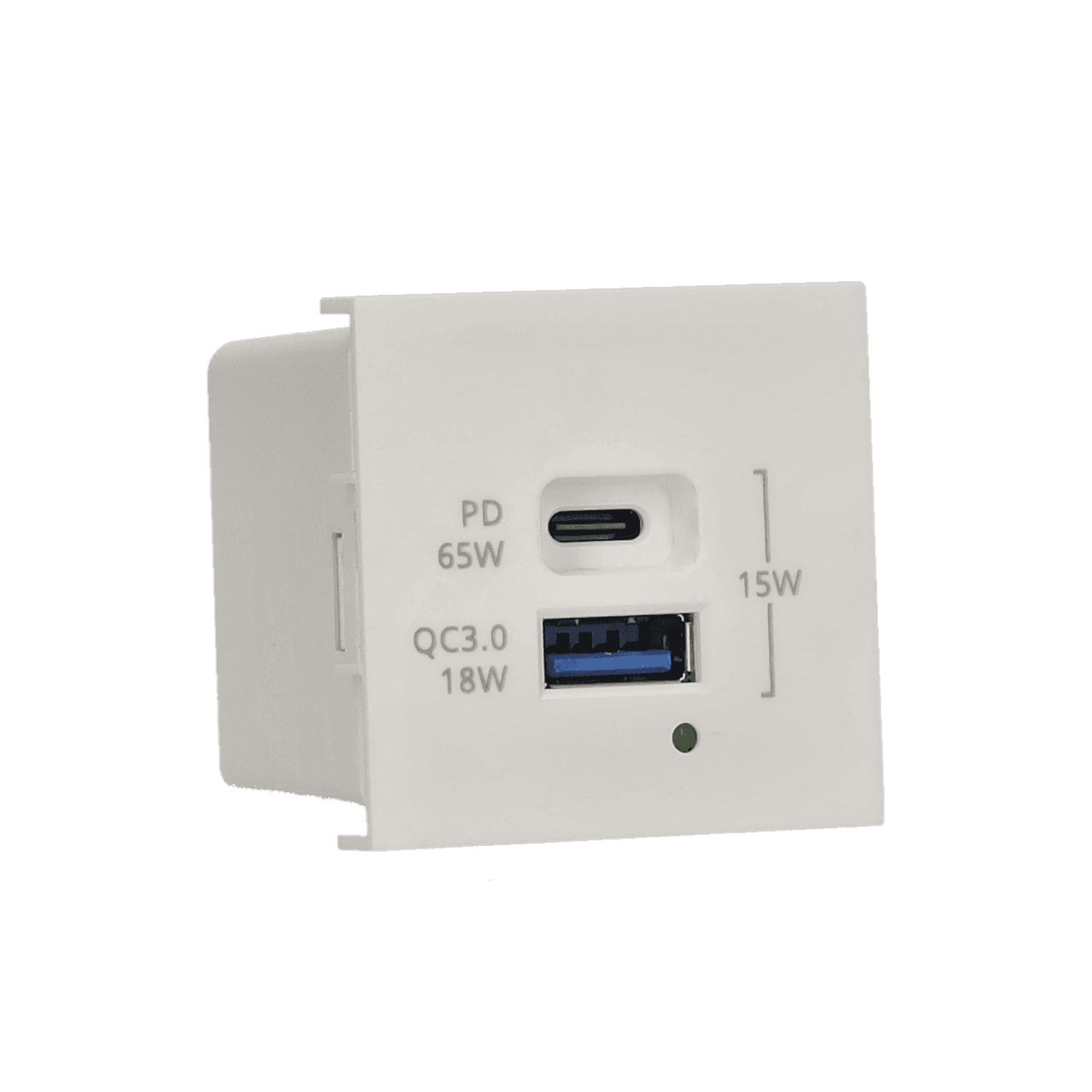 Nabíjačka USB QUICK CHARGE, K45, 5V, DC, 3,1A, 45×45mm, biela, Maximálny výkon nabíjania: 1