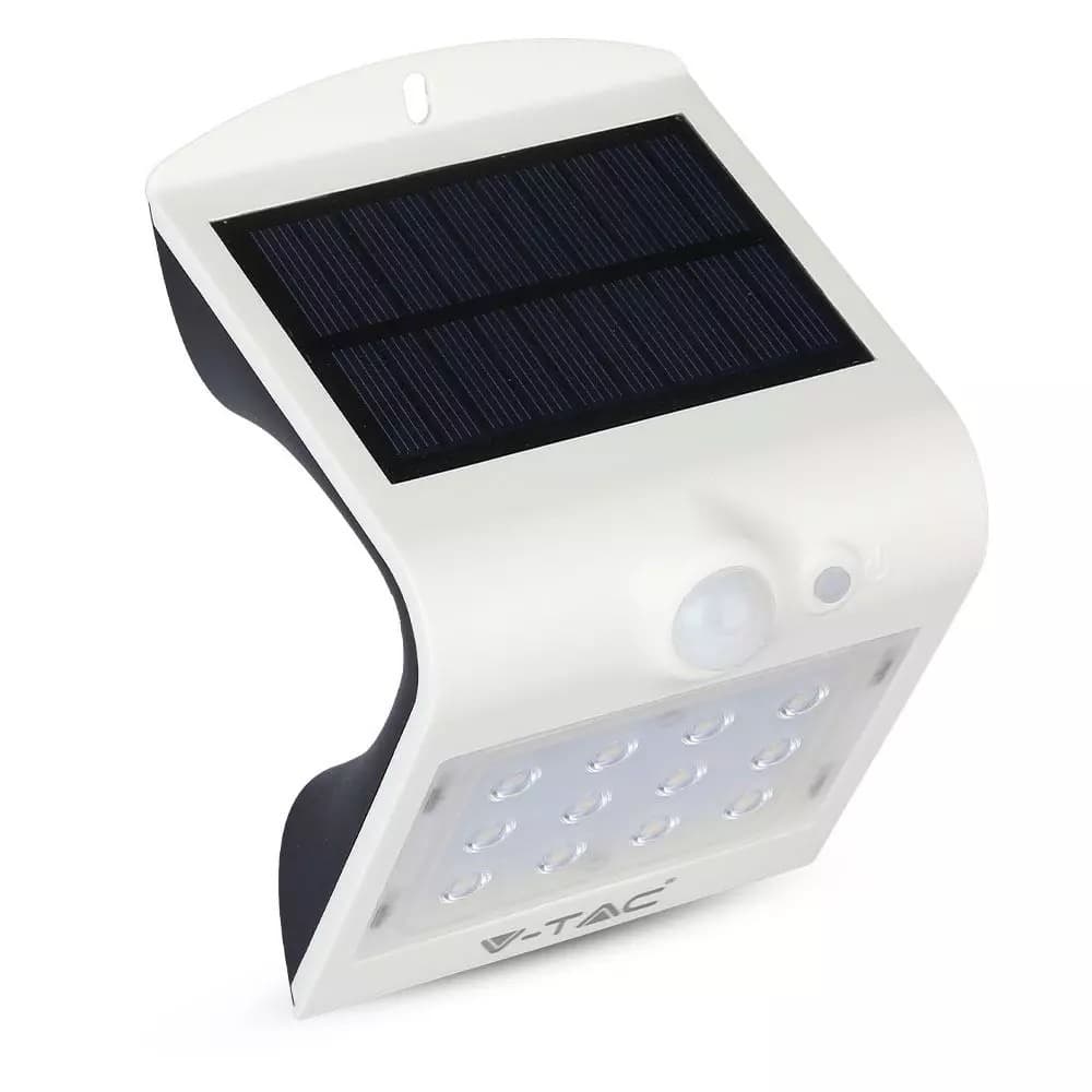 Nástenné LED svietidlo solárne 1,5W, 4000K, 200lm, biele VT-767-2 (V-TAC) 1