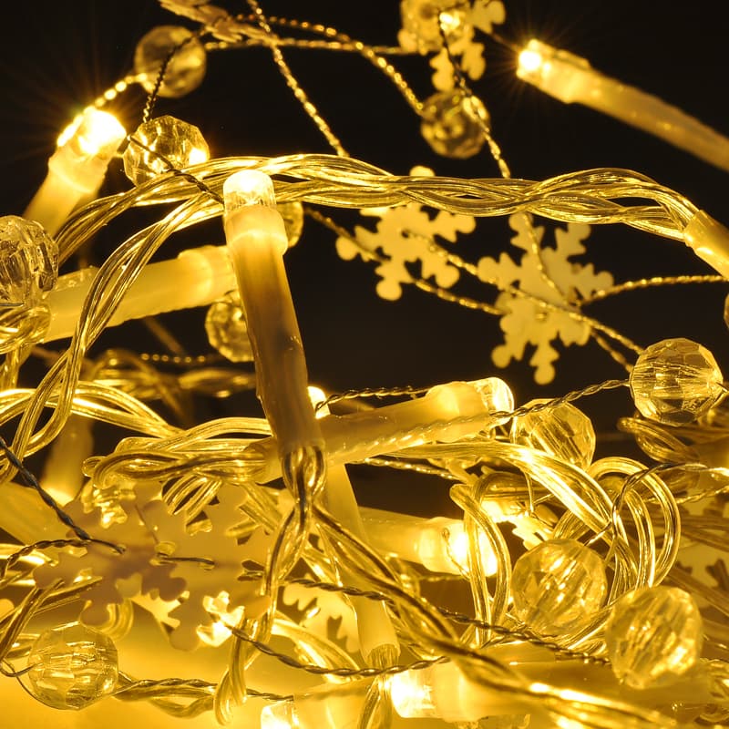 Solight LED reťaz s ozdobnými príveskami 20LED, 60x mini dekorácie, 2m, 2x AA 1