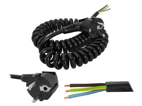 Kábel flexošnúra 5m 3x1,5mm2, skrútený (špirála) čierna (HDX) 1