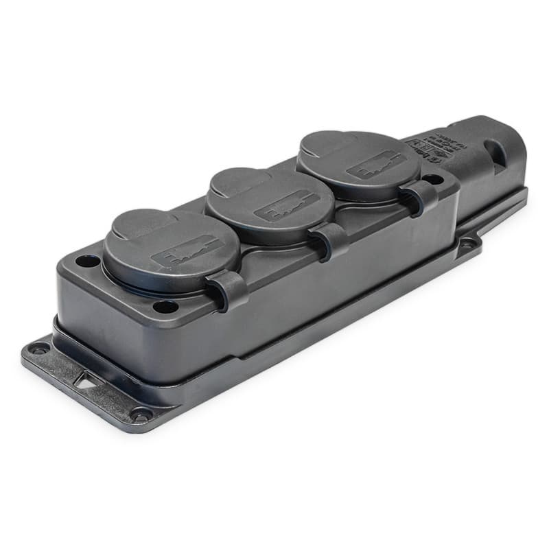 Gumená rozbočovacia zásuvka, 3x 16A, 250V, IP54 1