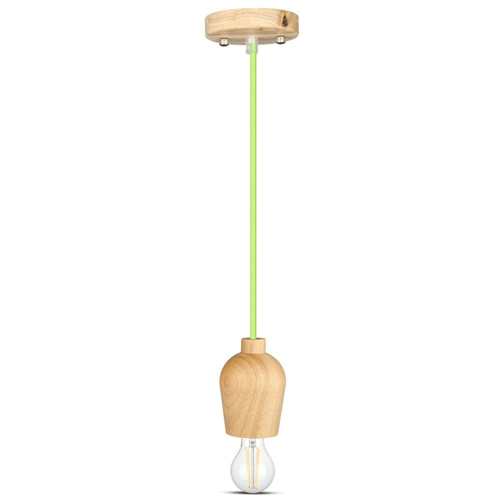 Závesné jednoduché svietidlo Wood E27 zelený kábel VT-7778 (V-TAC) 1